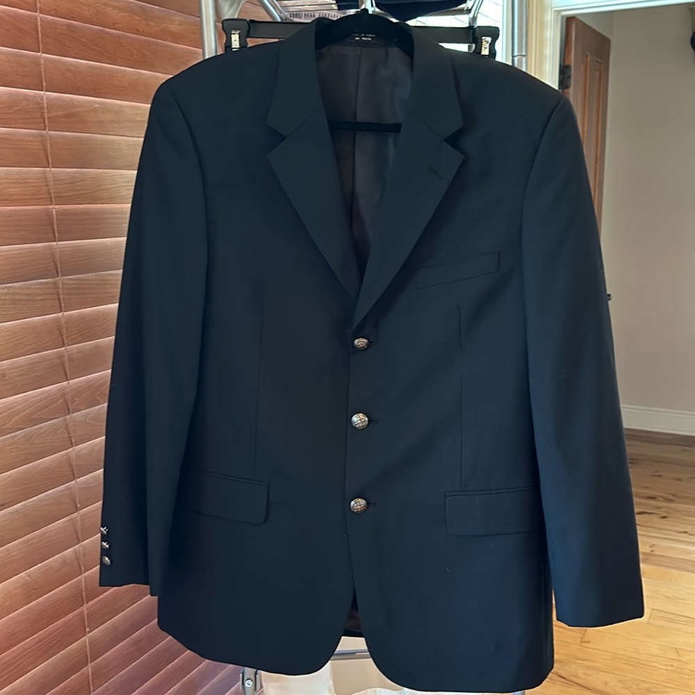 Jeremy Cobb new wool triple button black sports coat size 42R